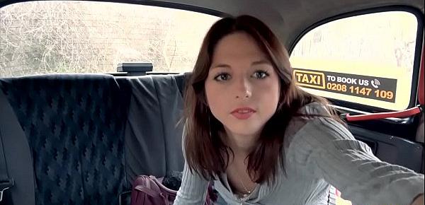  Thin french chick with small tits gets fucked in a cab